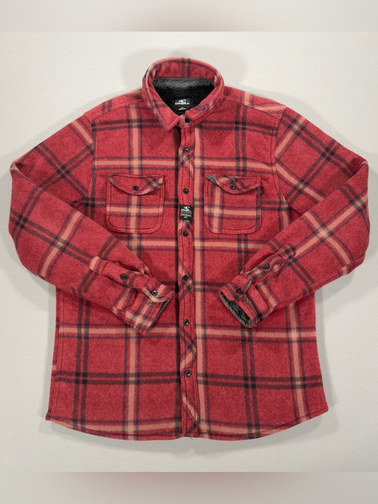 O'Neill Other - O'Neill Superfleece Men's M Sherpa Lined Plaid Fleece Shirt Jacket Red Flannel